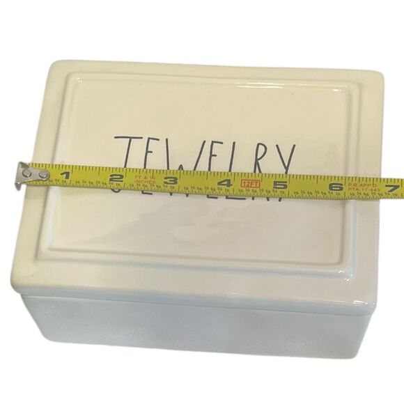 Rae Dunn Jewelry Box Ceramic White Artisan Lid Organizer Gift Discontinued - Picture 3 of 11